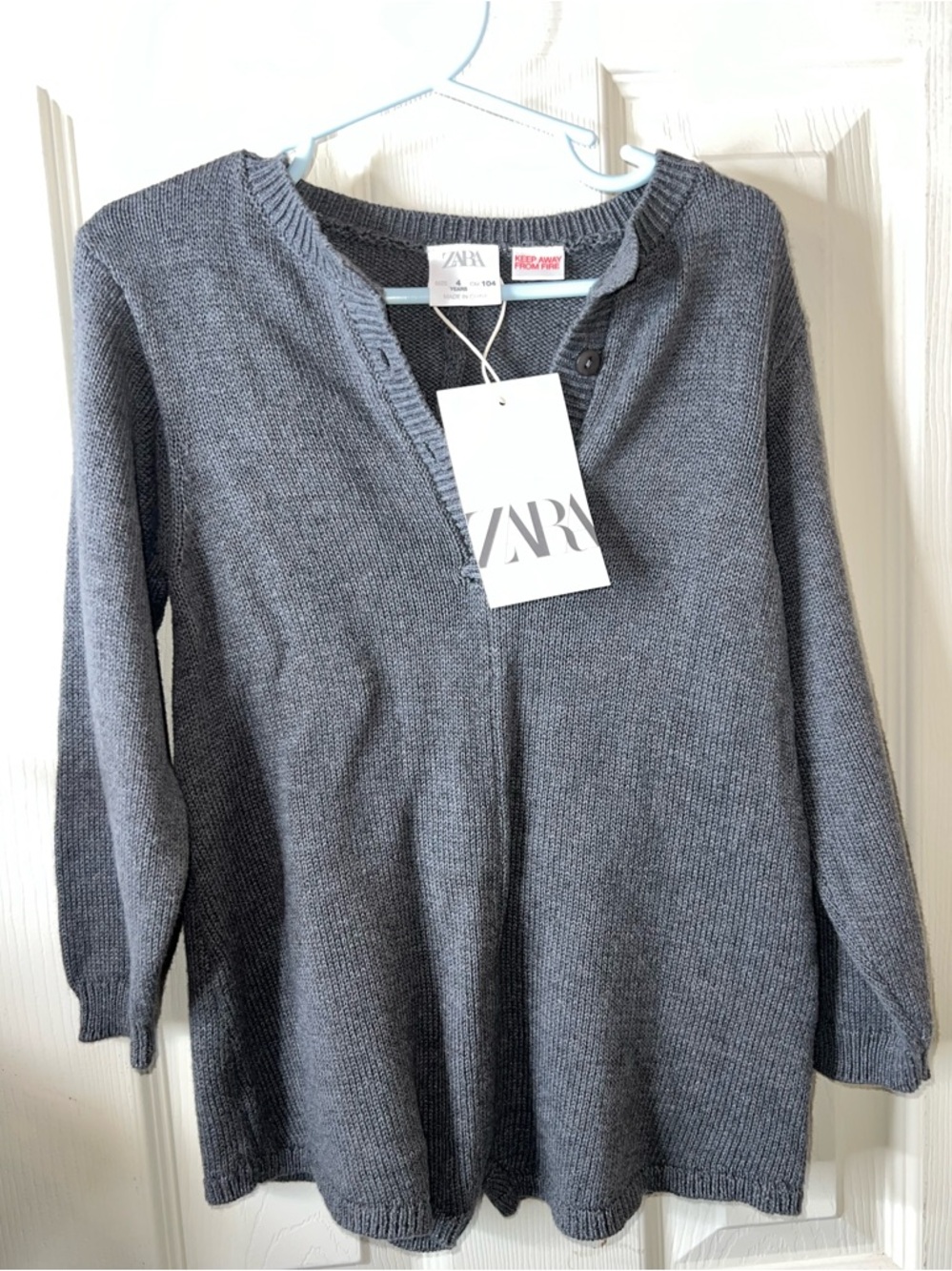 NWT Zara Girls Long sleeve Knit ROMPER Size 4 Toddler Lounge Grey